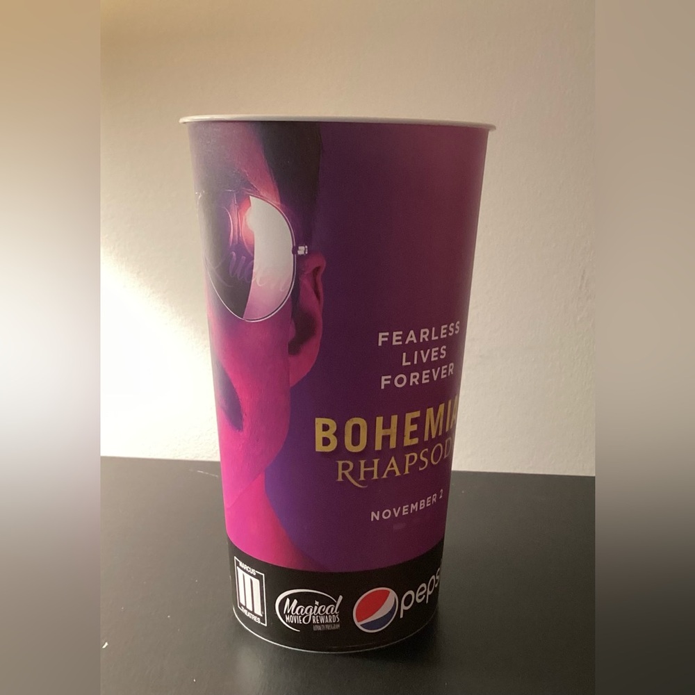 Large plastic collectible movie cup, Pepsi logo from “Bohemium Rhapsody”